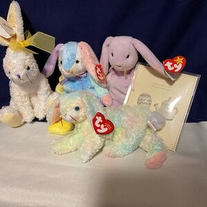 Lenox Egg Pin Set and Ty Beanie Babies Pastel Bunny Plush Collection